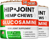Pawsential advanced hemp hip joint chews in a pack; tasty support for joints.