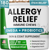 PAWSENTIAL Allergy Relief Chews bottle ready for itchy skin support in dogs