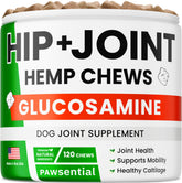 Pawsential hemp treats bottle for dog joint support