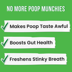 Pawsential No Poo close-up shows tasty chews for easy daily dosing and deterrence.