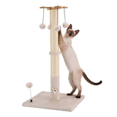 PAWSFANS cat scratching post 30 inches tall for indoor cats to protect furniture.