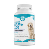 Pawsitive SAM-e bacon chew bottle illustrates convenient liver support for dogs