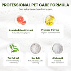 PawSono cat dish and fountain cleaner foam removes grime from bowls and water features.