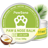 PawSono lick-safe paw-nose balm jar shows natural hydration for paws and snouts.