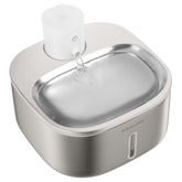 PAWSPIK stainless steel cat water fountain, front view, promotes clean, accessible hydration.