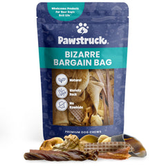 Pawstruck Bizarre Bargain Bag ears in action, satisfying chews for curious pups