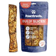 Pawstruck Bully Slices in a bag with peanut butter glaze, flavorful and low-fat.