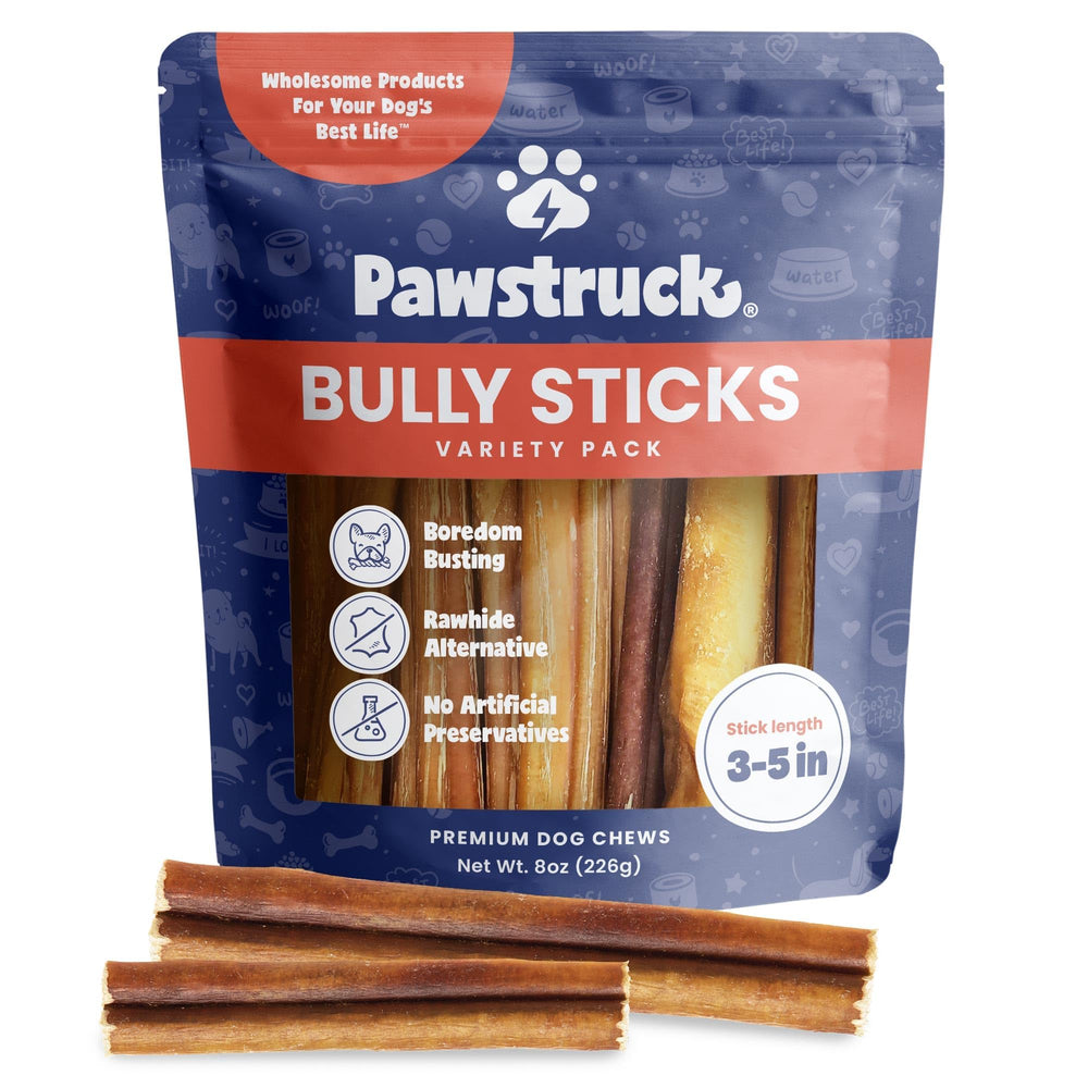 Pawstruck bully sticks for small dogs, 3-5 inch length for durable chewing