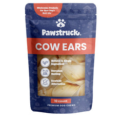 Pawstruck natural jumbo cow ears pack shows a long-lasting chew for dogs.