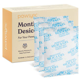 Pawsync 3-pack desiccant with freshness reminder beside dry pet food