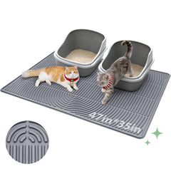 Pawtasy cat litter mat 47x35 inches provides wide coverage to reduce mess.