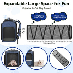 Pawtners cat backpack with breathable-mesh-windows for airflow.