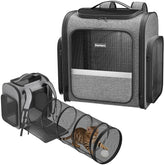 Pawtners cat backpack expandable tunnel provides extra space for your cat to play during outings