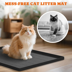 Pawtners cat litter mat, non-slip base keeps mat steady.