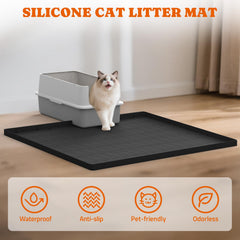 Pawtners cat litter mat, waterproof edges prevent spills.