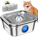 Pawtners cat water fountain with 304 stainless steel body delivers clean, safe hydration.