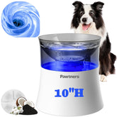 Pawtners vortex-filter dog fountain showing cleaner water for pets