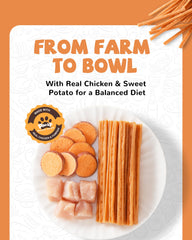 PAWUP dog treats closeup with real chicken and crisp texture