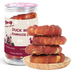 PAWUP Duck Donut Rawhide Ring β durable chew for longer enjoyment and dental care.