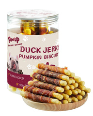 PAWUP pumpkin biscuits with duck wrap for a tasty, easy-to-digest dog treat