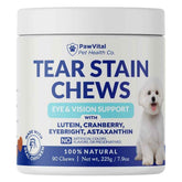 PawVital Tear Stain Chews bottle for clear, healthy eyes.