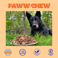 PAWW CHEW beef lung treat made in USA from grass-fed cattle.