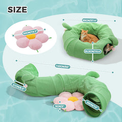 PAWZ Road cactus cat tunnel flower cushion inside creates cozy snuggle spot.