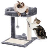 PAWZ Road cat scratching post bed with top perch promotes safe lounging after play