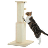 PAWZ Road large cat scratching post, 32 inches tall, beige, ideal for vertical scratching.