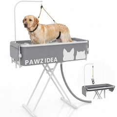 PAWZIDEA 2-in-1 setup shows easy indoor grooming with the convertible tub.
