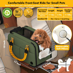PAWZIDEA enclosed booster for small pets during car trips.