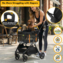 PAWZIDEA escape-proof canopy showing secure top access and shade.