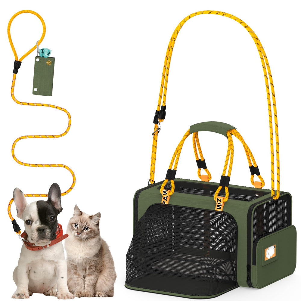 PAWZIDEA expandable carrier front view showing extended space for pets