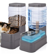 Pawzone 2-pack automatic feeder and water dispenser, front view for easy pet feeding