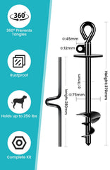 Payivsve dog anchor with torque bar, easy install in soft sand