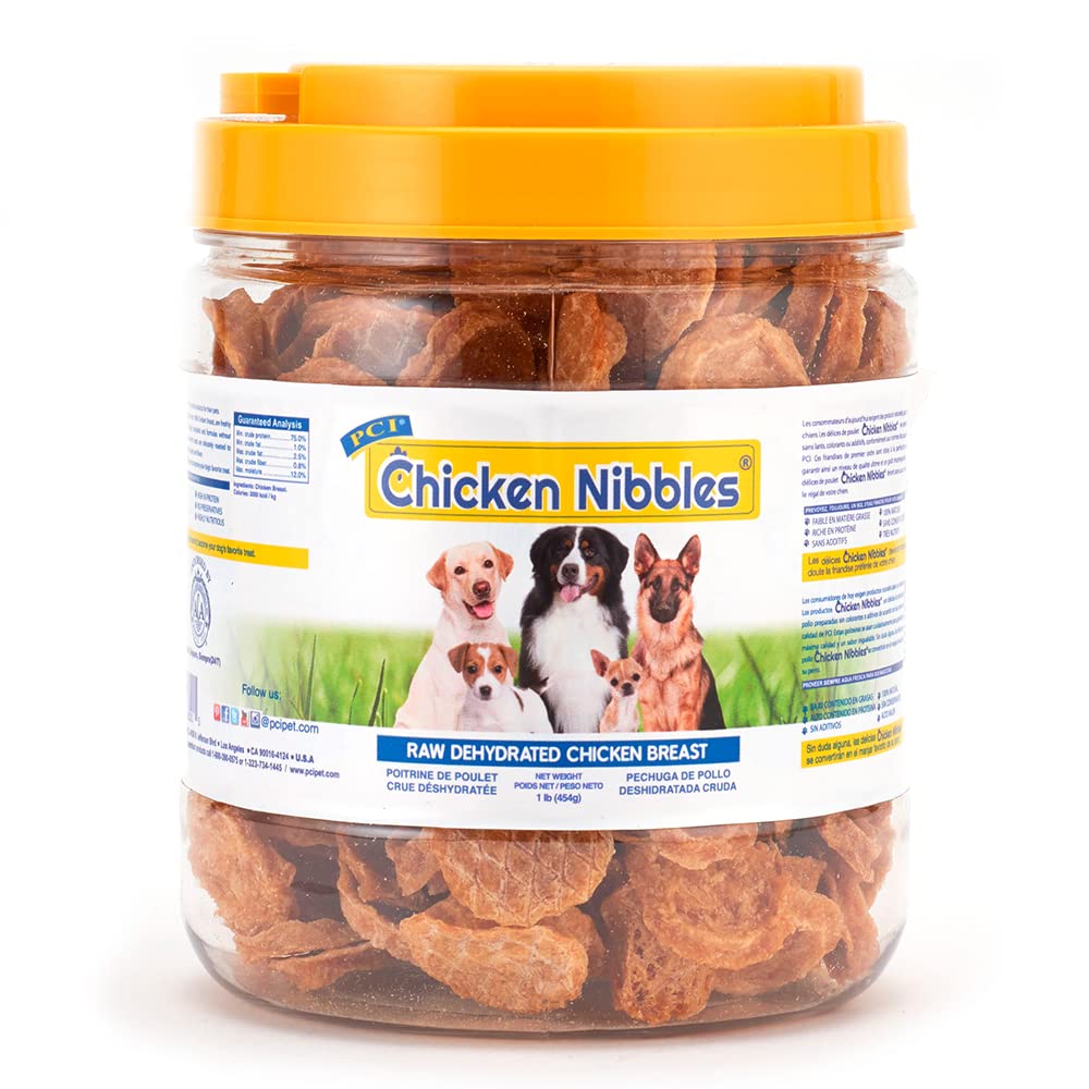 PCI Chicken Nibbles pack-front view shows protein-rich dog treats
