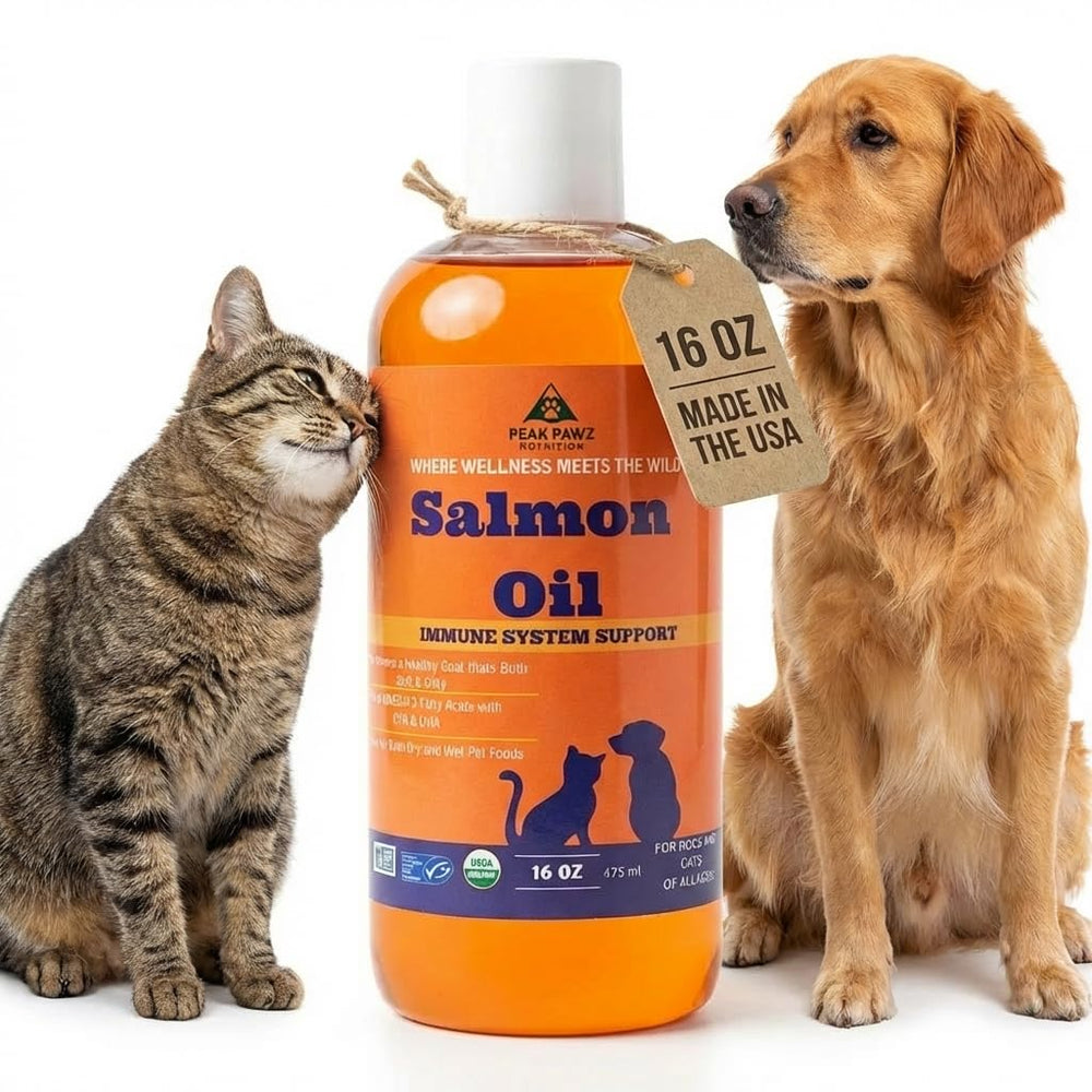 Peak Pawz Salmon Oil bottle pour for easy daily topping