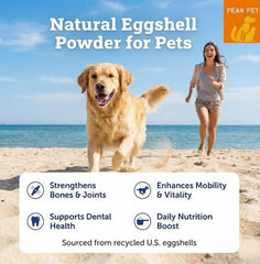 Peak Pet eggshell powder used as homemade meal topper for dogs and cats