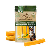 peaksNpaws yak cheese chew close-up highlighting natural ingredients and protein support.