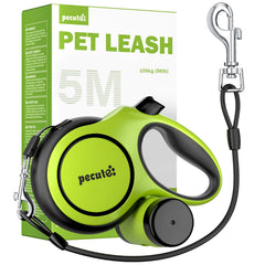 Pecute 16ft retractable leash green with comfortable grip for safer, controlled walks.