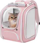 Pecute Cat Backpack Carrier bubble side view with breathable mesh for airflow.