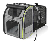 Pecute cat backpack carrier front view with expandable space for comfort