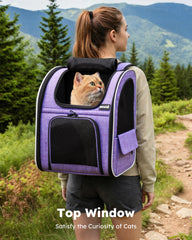 Pecute Cat Backpack Four-Side Mesh provides ventilation and pet comfort