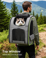 Pecute cat backpack lockable zippers and safety rope prevent escapes