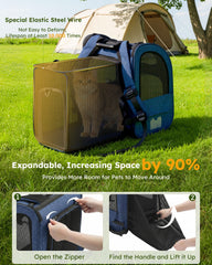 Pecute cat backpack with multiple entry zippers allows easy loading and unloading
