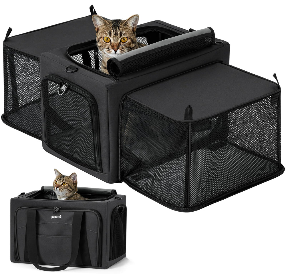 Pecute cat carrier expandable frame shows sturdy 5mm steel construction for stability during travel