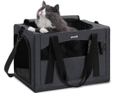 Pecute Cat Carrier stable steel frame keeps pets secure during travel.