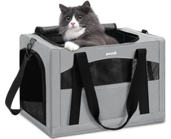 Pecute cat carrier with stable frame for steady rides and secure travel.