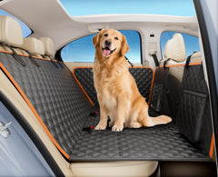 Pecute dog car seat cover shows full back seat protection and space for dogs