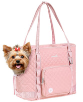 Pecute Dog Purse Carrier pink front view with secure design for small dogs